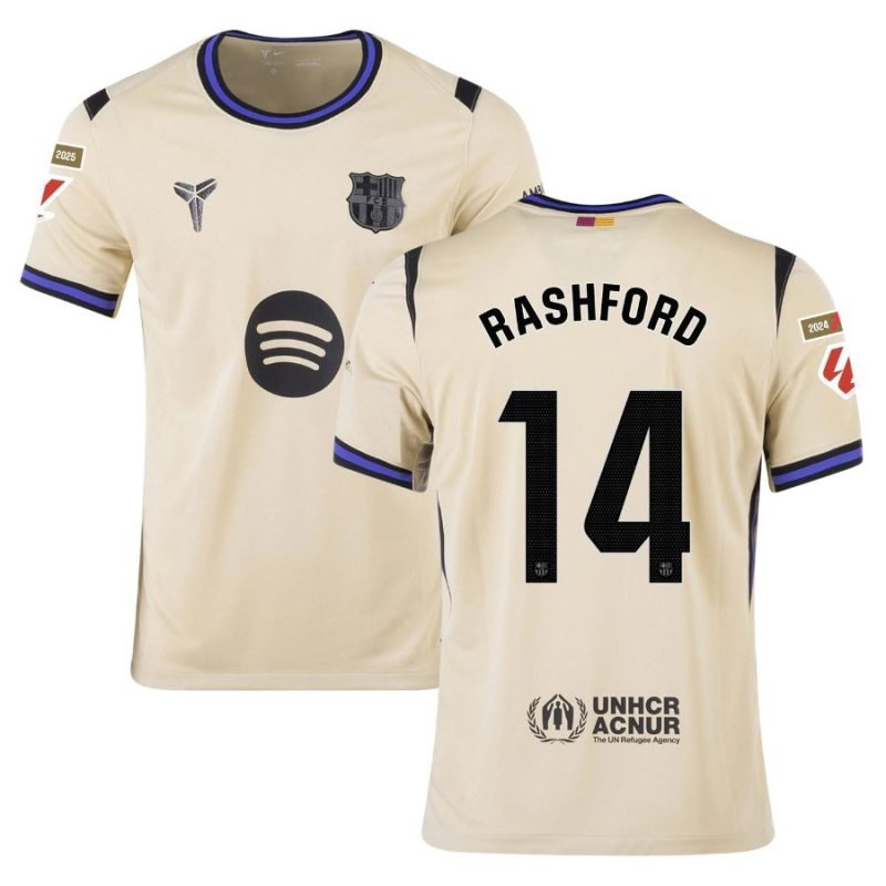 Barcelona RASHFORD 2025/26 Kids Away Jersey - Beige
