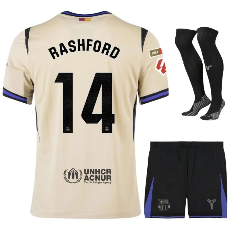 Barcelona RASHFORD 2025/26 Kids Away Kit Jersey - Beige