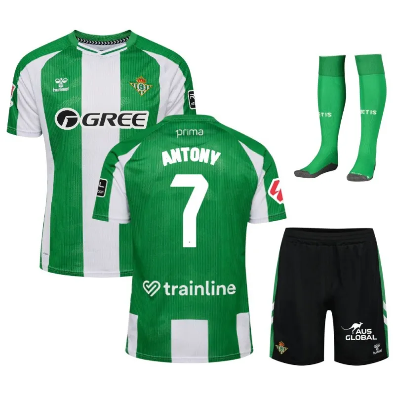 Antony Real Betis 2025/26 Home Kids' Jersey Set - Green/White