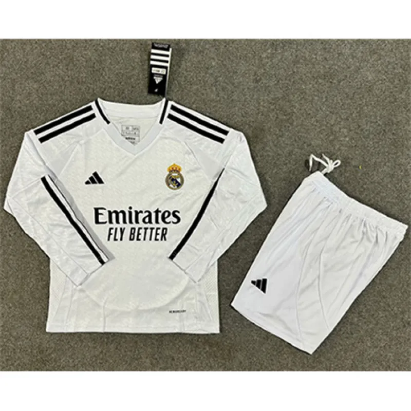 Real Madrid Maglia a maniche lunghe e pantaloncini per bambini 2024/25 Casa - Bianco
