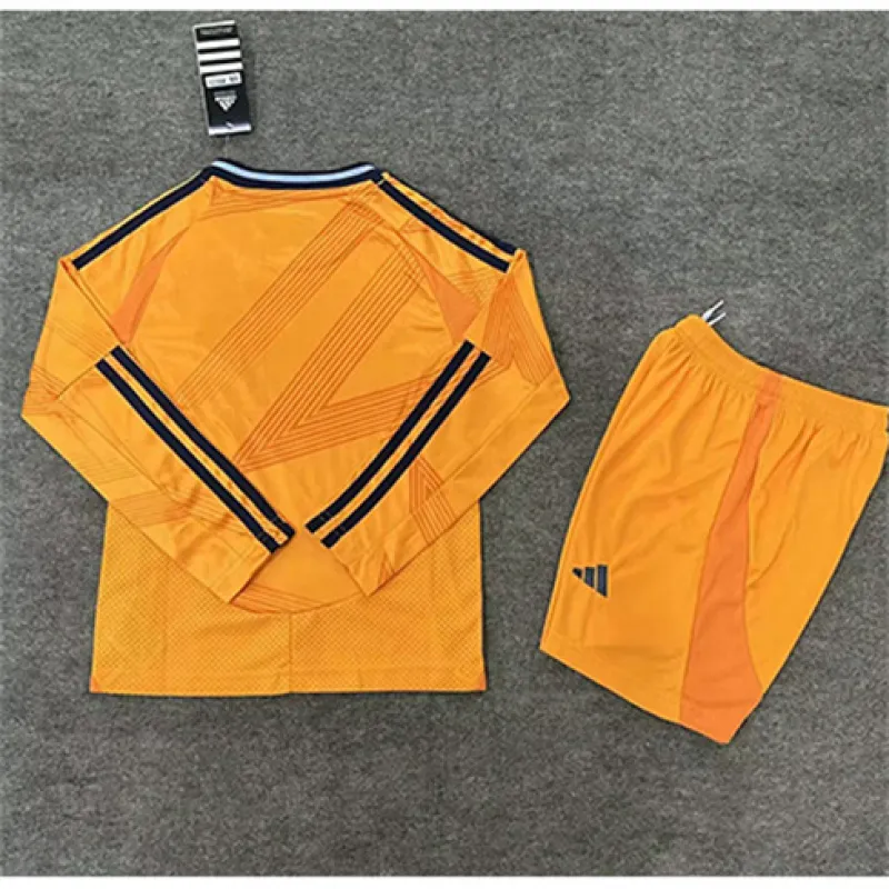 Real Madrid Kids' Long-sleeved Jersey + Shorts 2024/25 Away - Orange