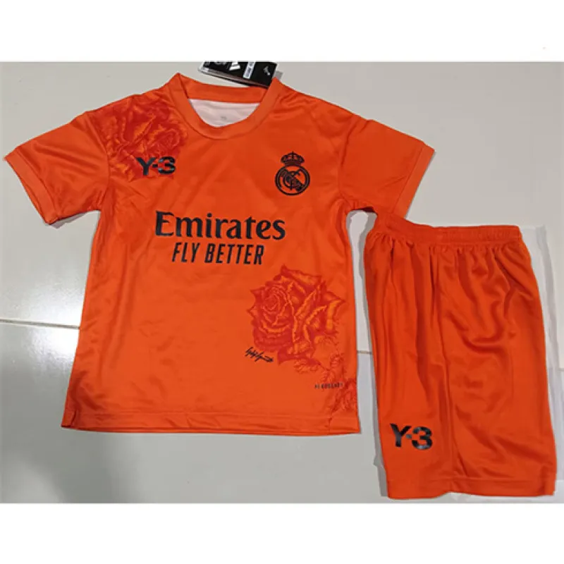 Real Madrid Maillot et shorts pour enfants 2024/25 - Édition Y3 - Orange