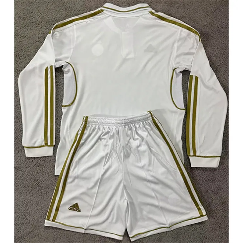 Real Madrid Kinder-Langarm-Retro-Trikot 2011/12 Heimspiel - Weiß
