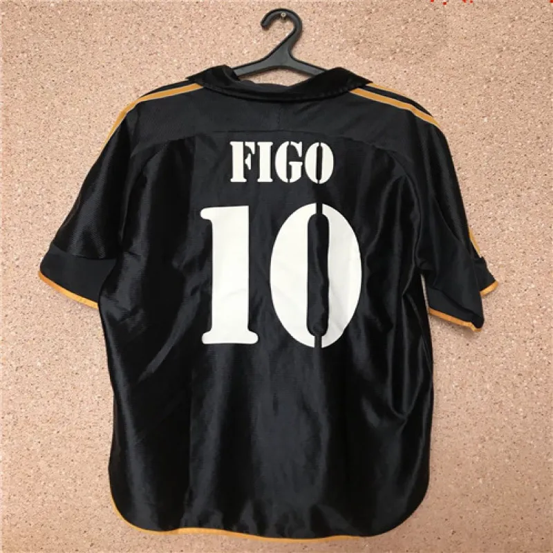 Real Madrid Retro-Trikot Nr.10 von Luis Figo 1999/00 Auswärtsspiel - Schwarz