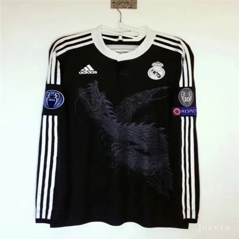 Troisième maillot rétro à manches longues du Real Madrid 2014/15 - Noir