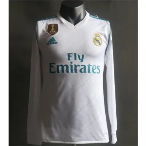 Real Madrid Long-Sleeved Retro Jersey 2017/18 Home - White