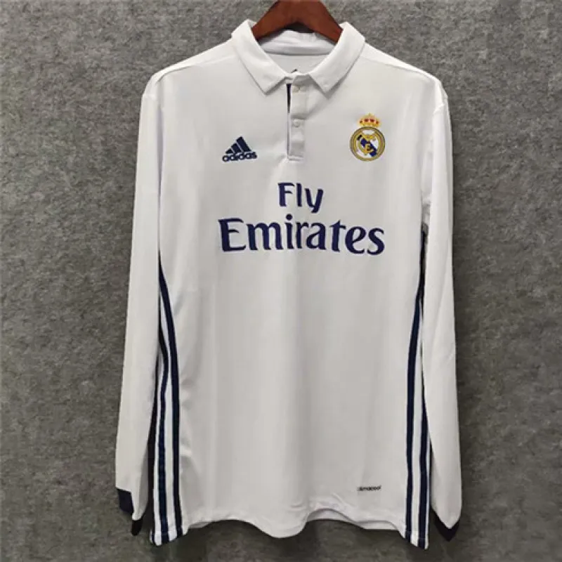 Maglia retro a maniche lunghe del Real Madrid 2016/17 campo casa - Bianca