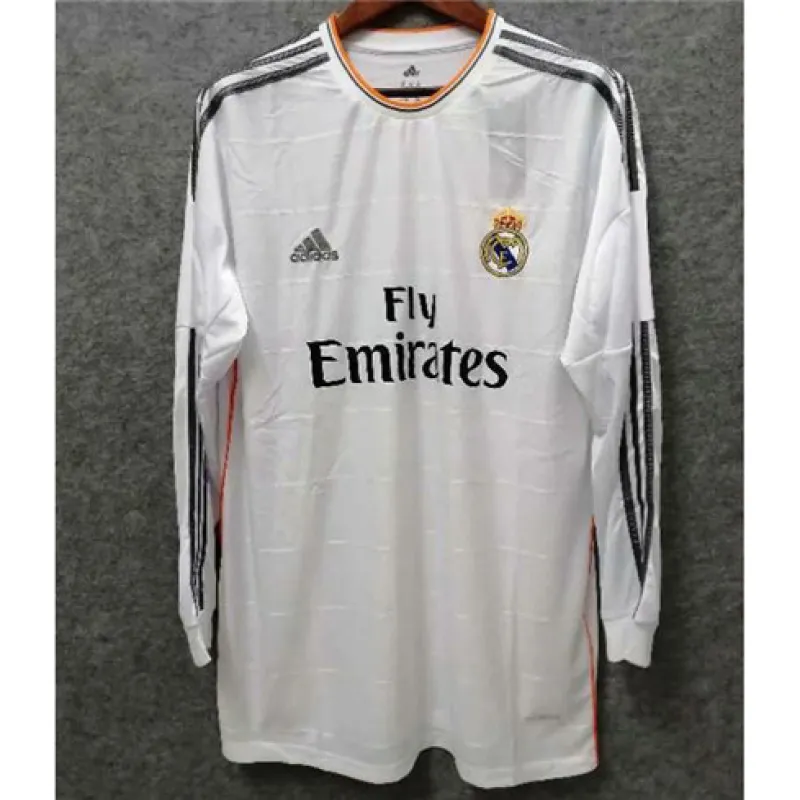 Real Madrid Langarm-Retro-Trikot 2013/14 Heimspiel - Weiß