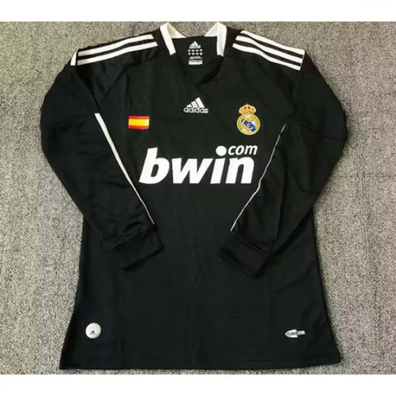 Real Madrid Langärmeliges Retro-Drittes Trikot 2008/09 - Schwarz