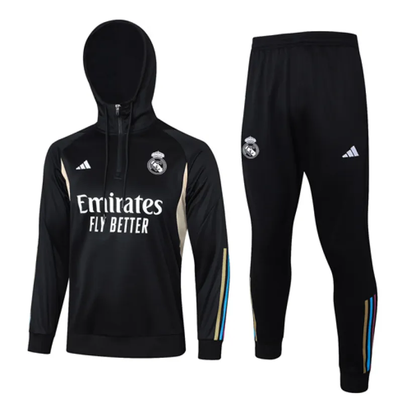 Real Madrid Kinder Hooded Sportbekleidung 2024/25 - Schwarz