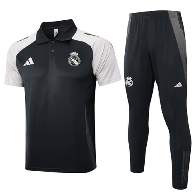 Chemise polo de formation + pantalons du Real Madrid 2024/25 - Noir