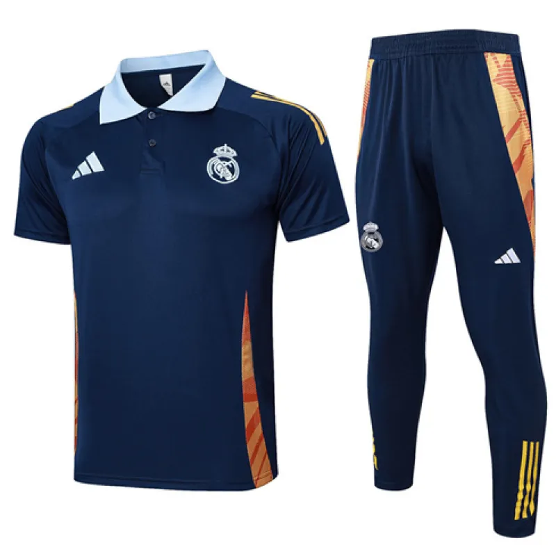Chemise polo de formation + pantalons du Real Madrid 2024/25 - Bleu