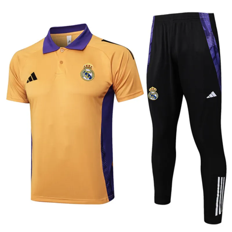 Chemise polo de formation + pantalons du Real Madrid 2024/25 - Orange