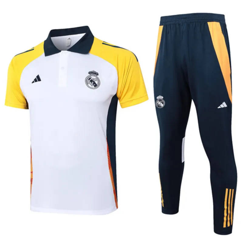 Set polo allenamento Real Madrid 2024/25 bianco con pantaloni