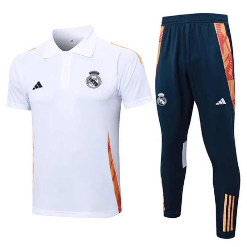 Maglia polo di allenamento + pantaloni del Real Madrid 2024/25 - Bianca