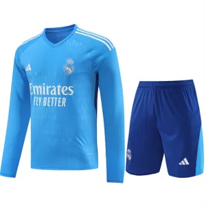 Real Madrid Torwart Langarm-Trainingsjersey + Shorts 2024/25 - Blau