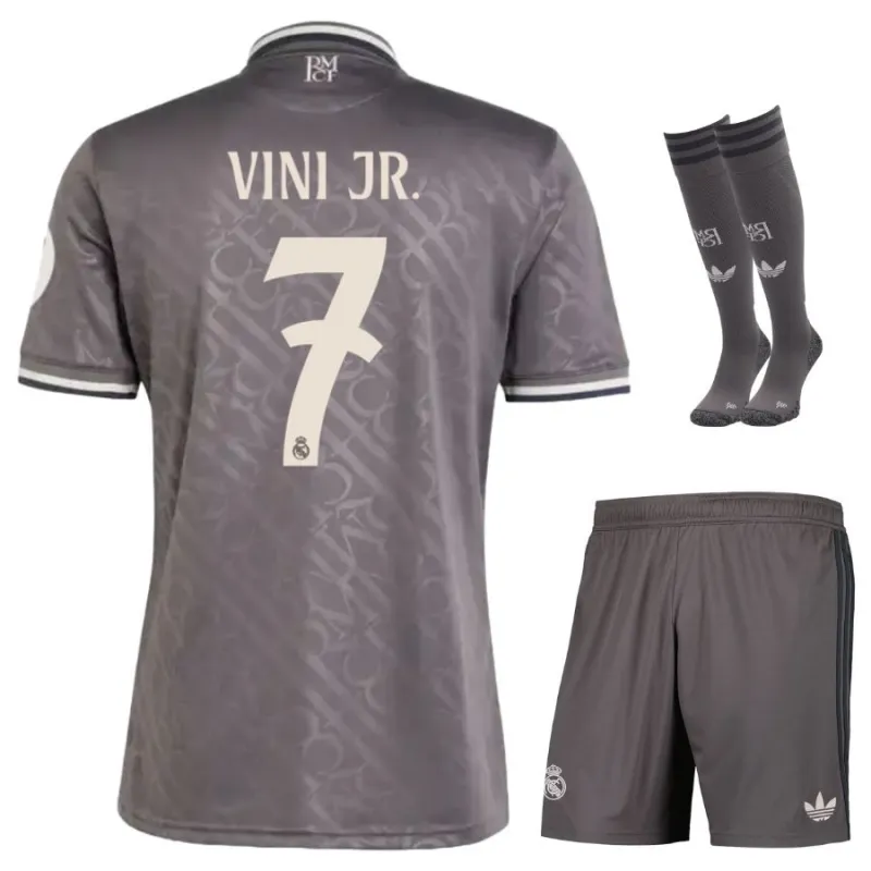 VINI JR Real Madrid 2024/25 Kids' Third Jersey Set - Grey