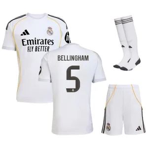 Real Madrid BELLINGHAM Kids' 2025/26 Home Kit - White