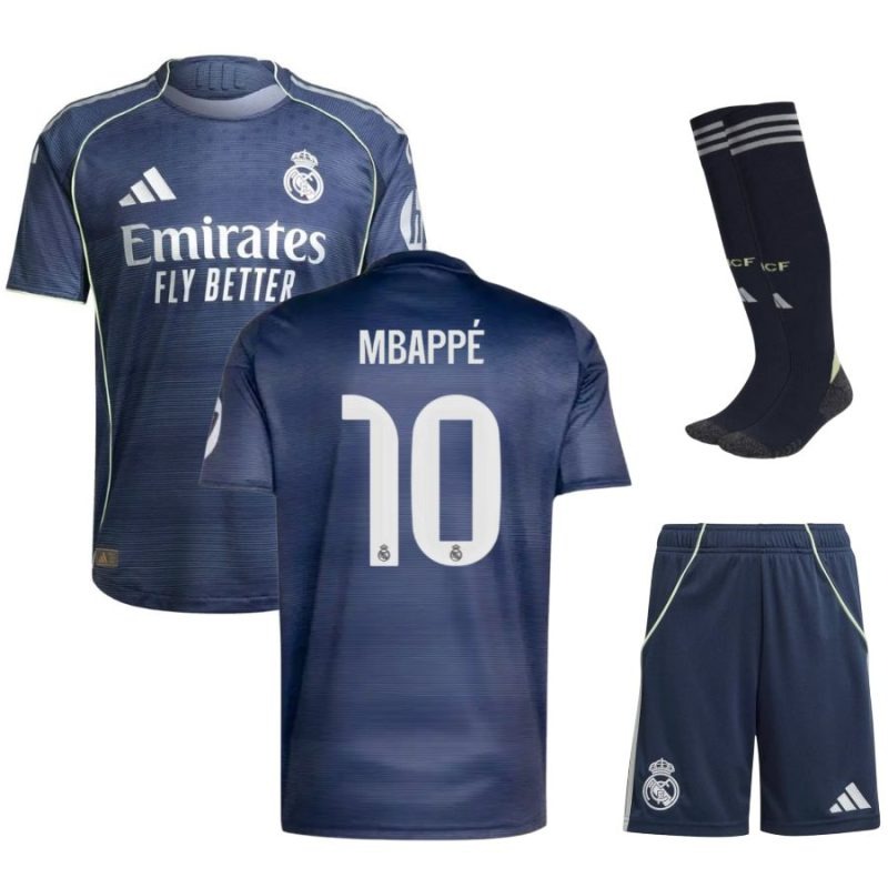 Kit di trasferta bambino MBAPPÉ di Real Madrid CF 2025/26 - Blu