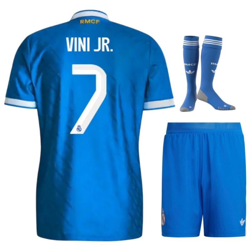 Real Madrid VINI JR 2025/26 Drittes Kinder-Kit – Blau