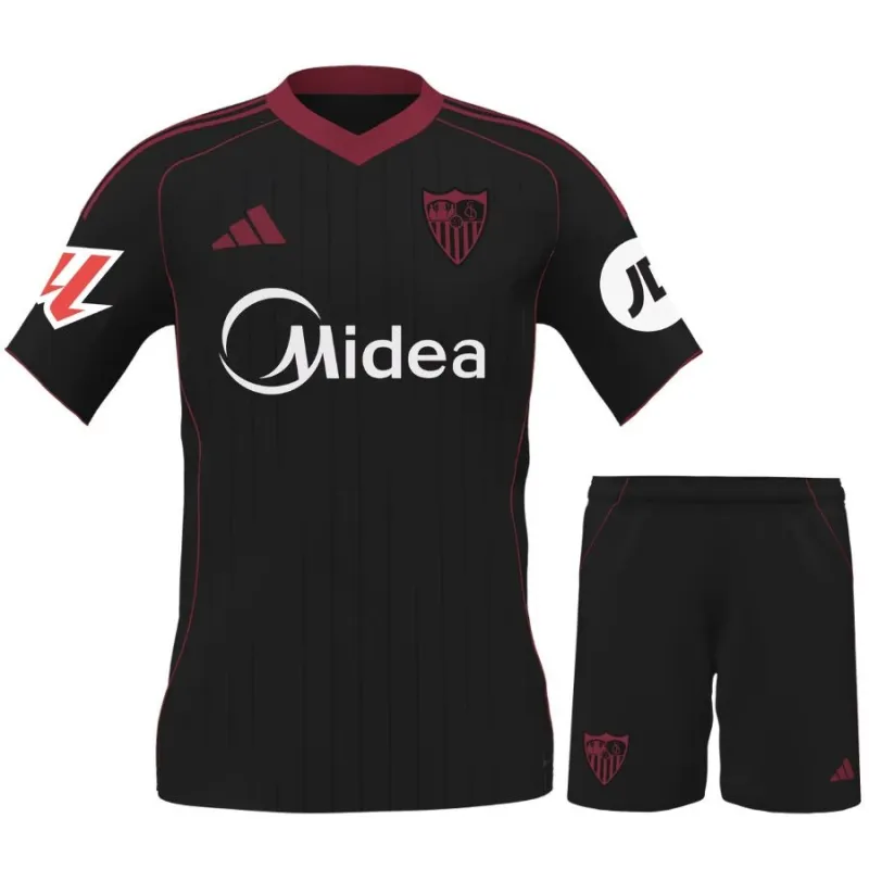 Sevilla 2025/26 Terza maglia + shorts per bambini - Nera