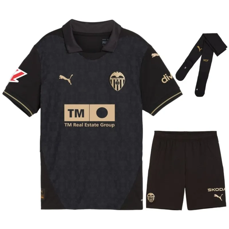 Juego de camisetas para niños de Valencia 2024/25 de visita - Negro
