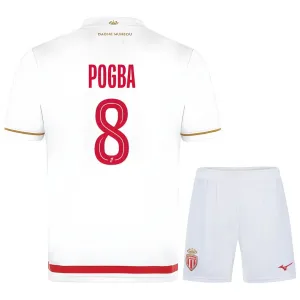 Pogba AS Monaco Kids' Home Jersey + Shorts 2025/26 - White/Red
