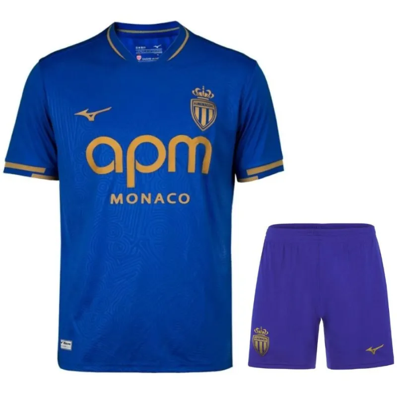 Monaco 2025/26 Auswärts-Kinder-Trikot + Shorts - Blau