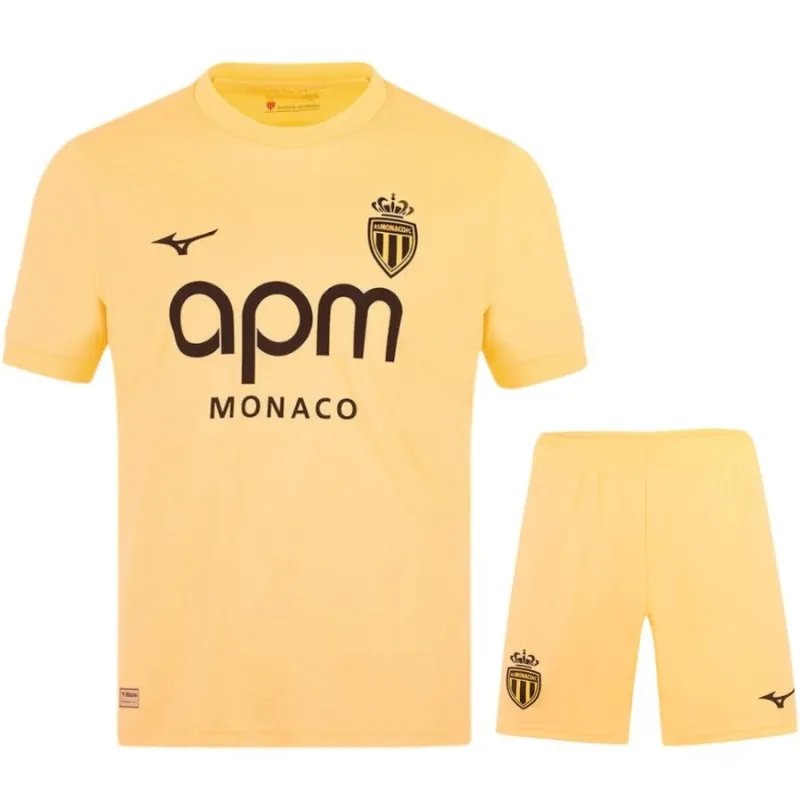 Mónaco 2025/26 Tercera Camiseta Infantil + Pantalón Corto - Amarilla