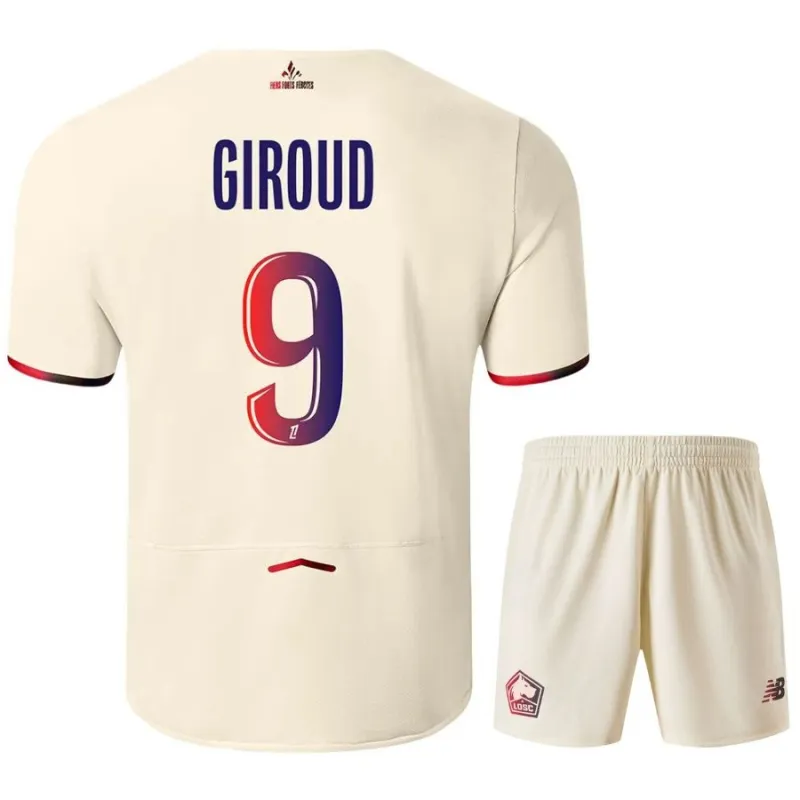 Lille GIROUD Maglia Bambino Away 2025/26 + Pantaloncini - Beige