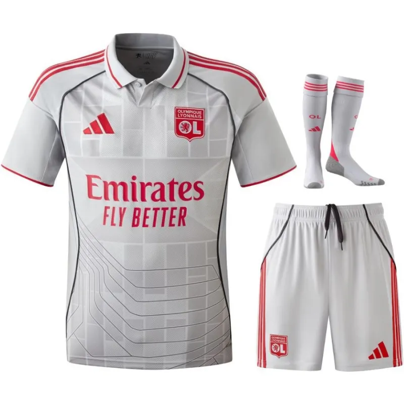 Lione 2025/26 Maglia Third Bambino con Pantaloncini - Grigia
