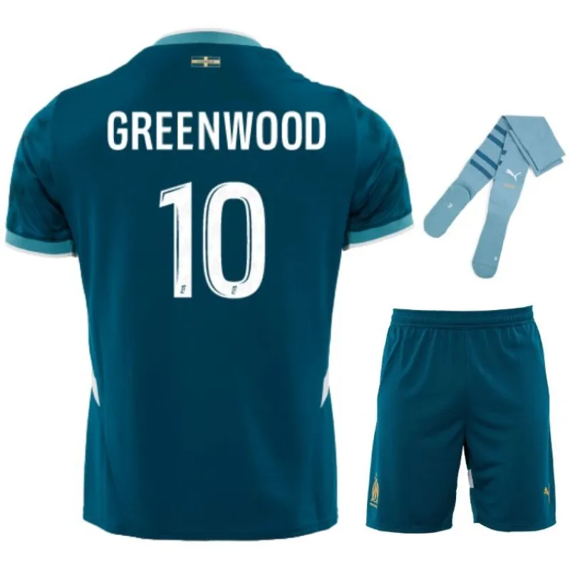 GREENWOOD Marseille 2024/25 Away Kids Jersey Set - Blue