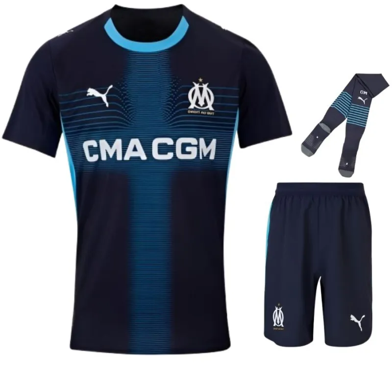 Kit infantil de visita del Olympique de Marseille 2025/26 - Azul