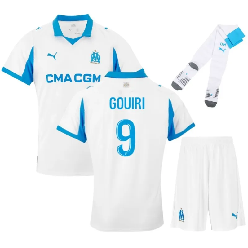 Marseille GOUIRI Kids' Jersey Set 2025/26 Home - White
