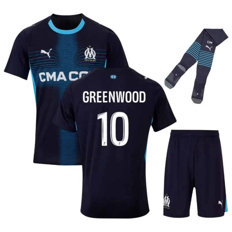 Kit Enfant Marseille GREENWOOD Extérieur 2025/26 (Maillot + Short)