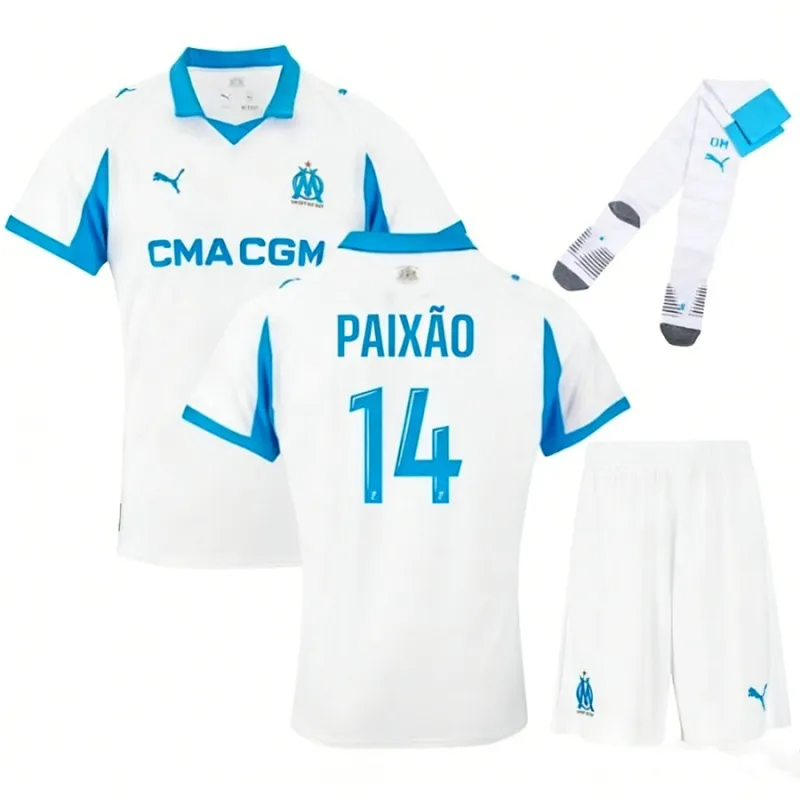 Marseille PAIXAO 2025/26 Home Kids' Jersey Set - White