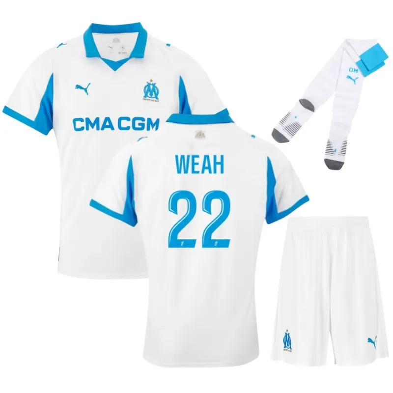 OM WEAH Ensemble de maillot domicile pour enfants 2025/26 - Blanc