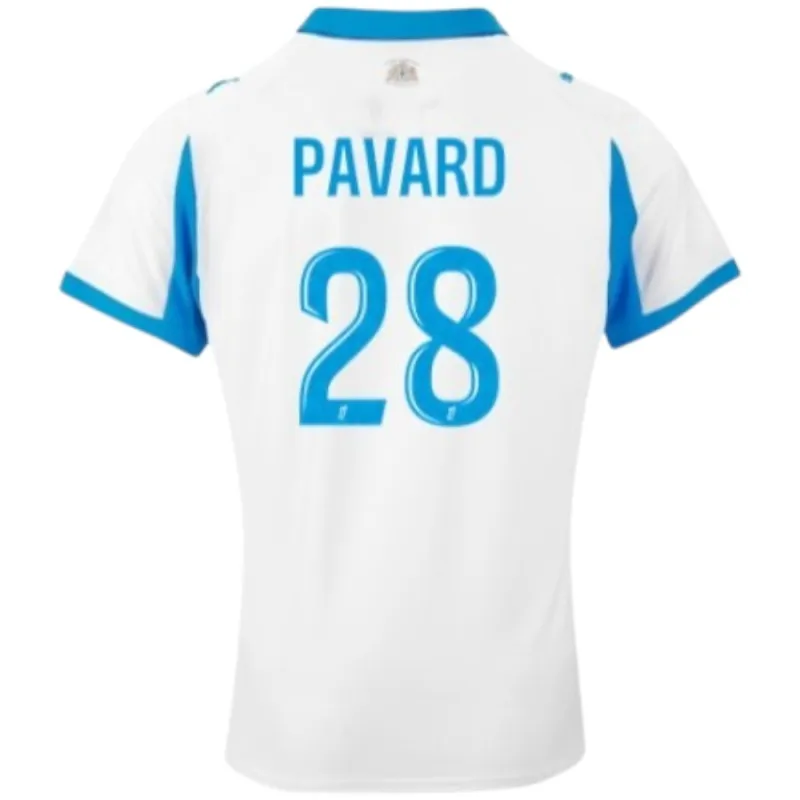 Marseille PAVARD 2025/26 Maglia Casalinga Bambini - Bianca