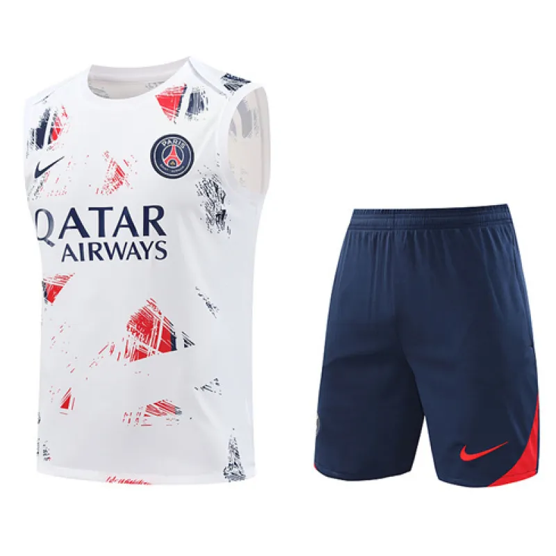 Set di pantaloncini e gilet di Paris Saint-Germain 2024/25 - Bianco