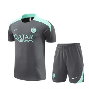 Paris Saint-Germain flocked training jersey + shorts 2024/25 - Grey