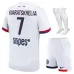 Set della kit fuori casa 2024/25 per bambini di Paris Saint - Germain indossato da Khvicha Kvaratskhelia - Bianco