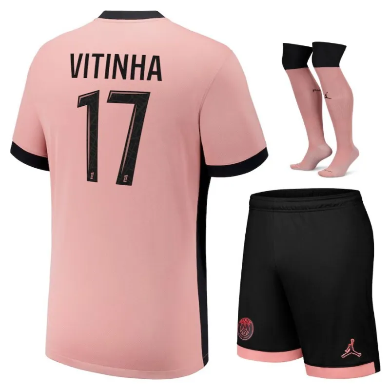 Vitinha's Paris Saint - Germain Kids' 2024/25 Third Kit Set - Pink