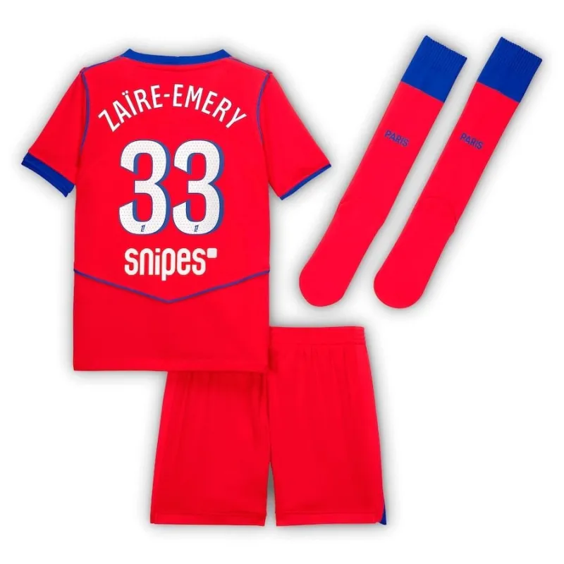 Paris Saint-Germain ZAIRE-EMERY 2025/26 Kids Third Kit Jersey - Red