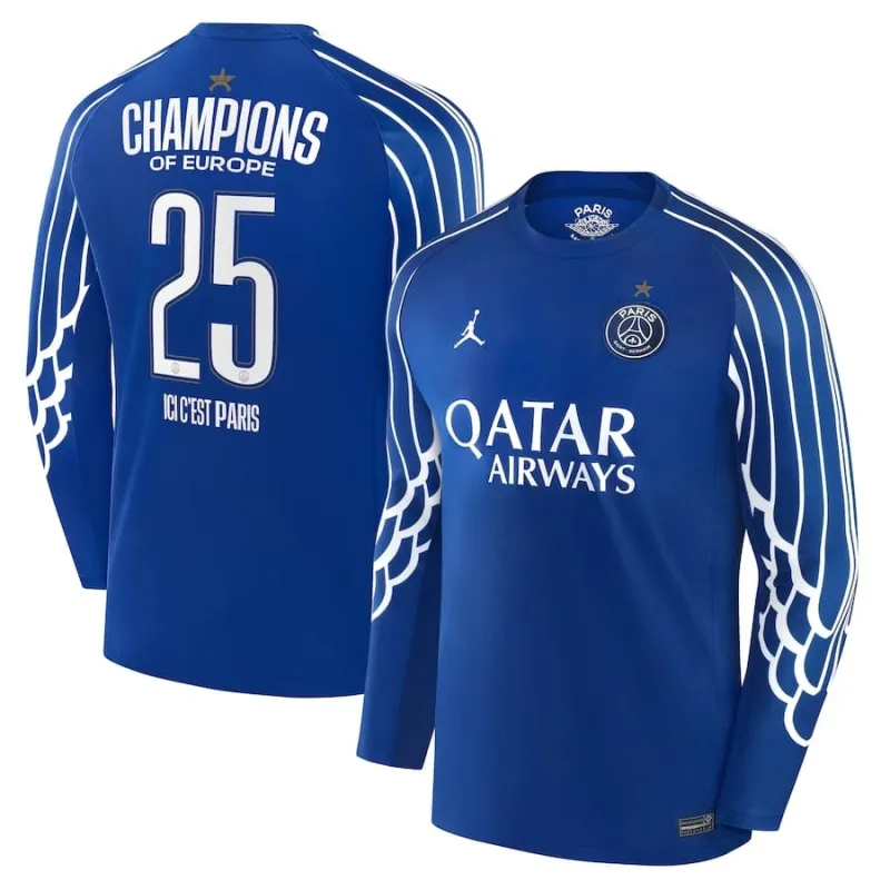 PSG 2025/26 UCL Fourth Long Sleeve Jersey Blue