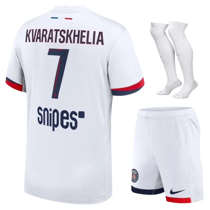 Paris Saint-Germain KVARATSKHELIA 2025/26 Maillot extérieur enfant - Blanc