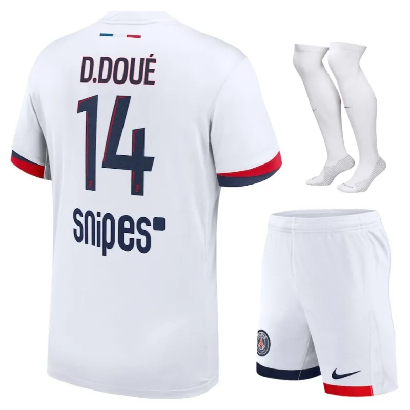Paris Saint-Germain D.DOUÉ 2025/26 Away Kids Kit Jersey - White