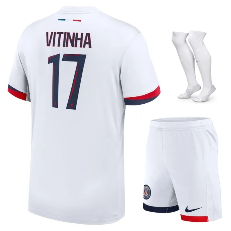 Paris Saint-Germain VITINHA 2025/26 Maglia trasferta bambini - Bianca