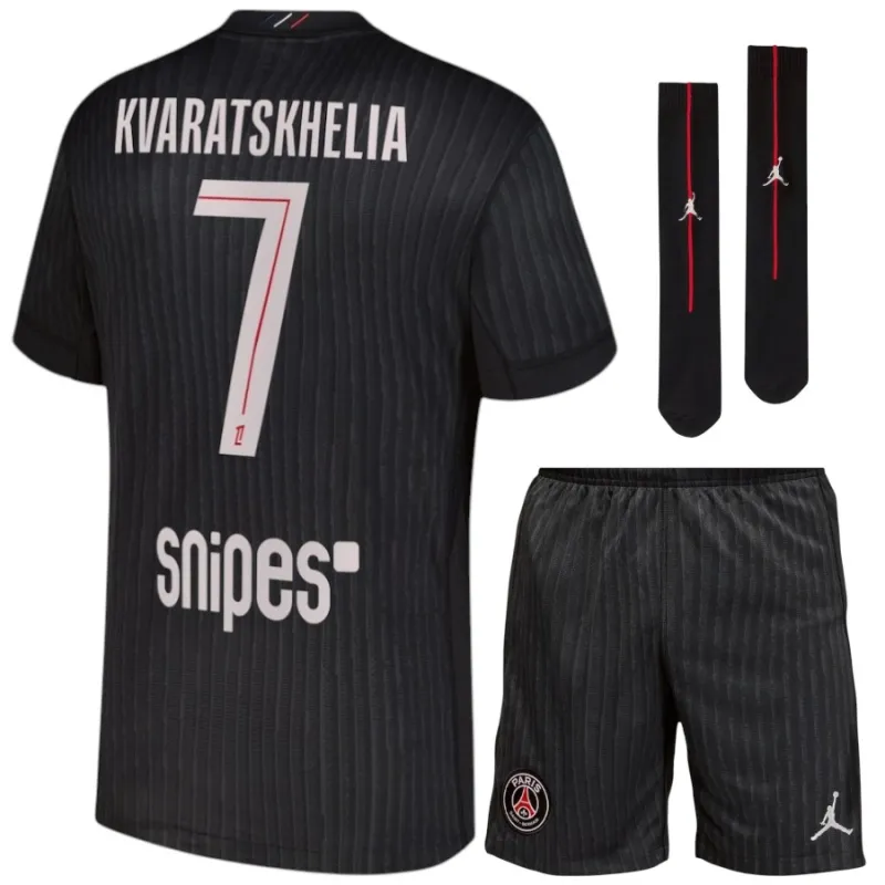 Paris Saint-Germain KVARATSKHELIA 2025/26 Kit bambino quarto - Nero