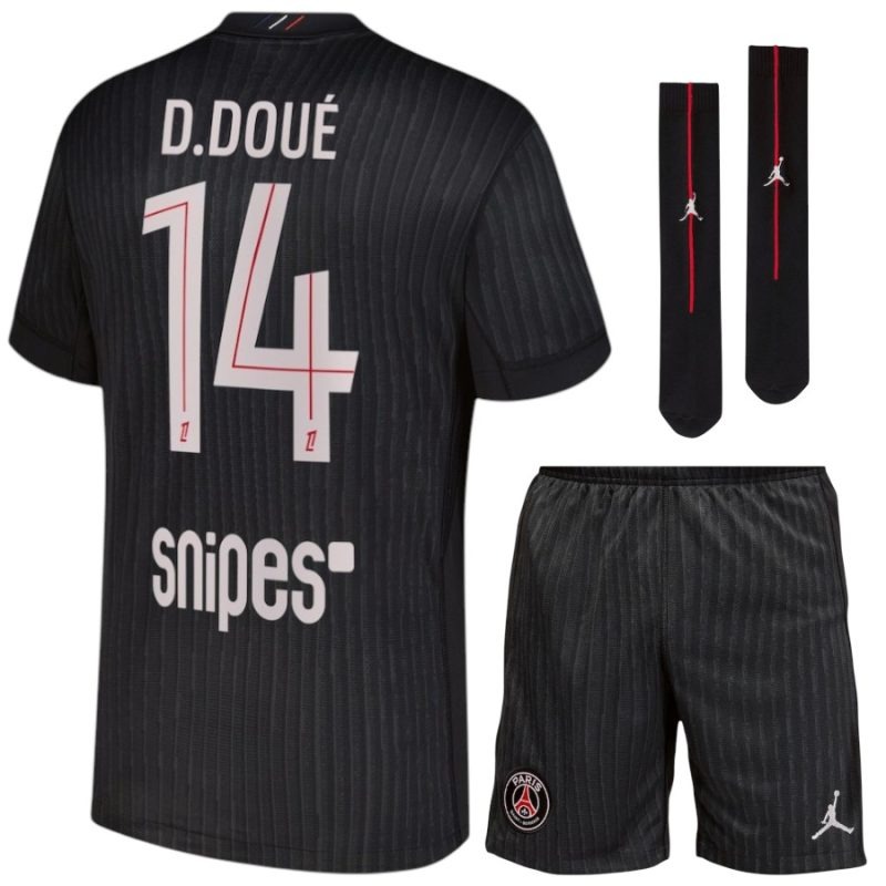Paris Saint-Germain  D.DOUÉ 2025/26 Fourth Kids Kit - Black