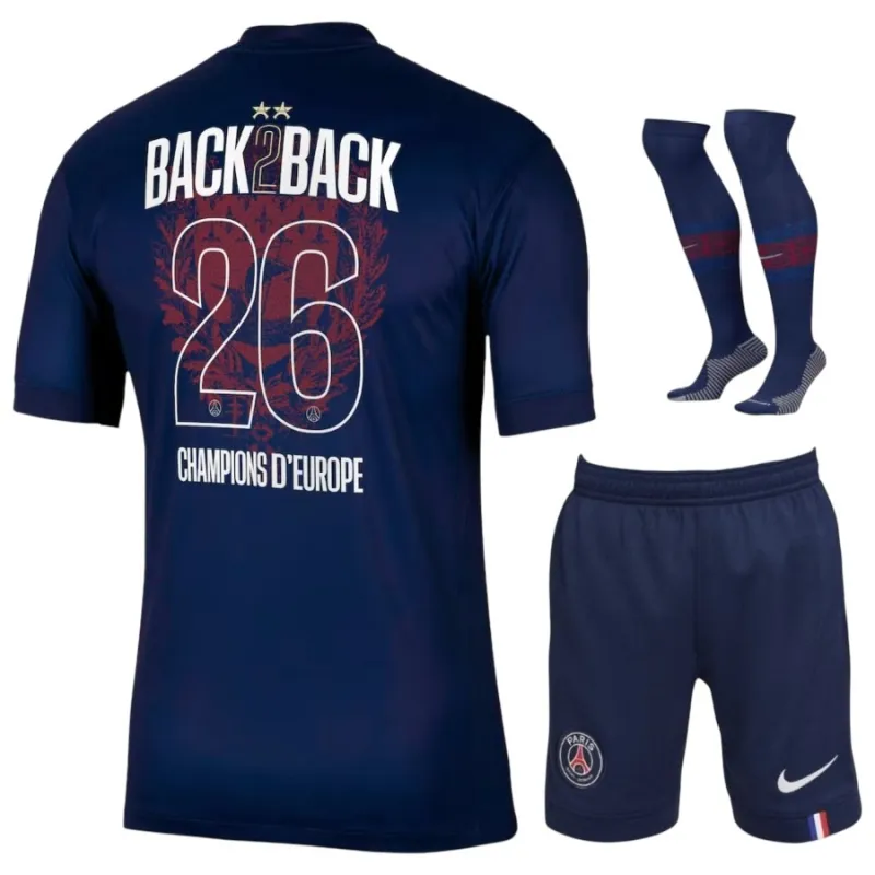Maillot PSG Ensemble Enfant Domicile 2025/26 2 Étoiles Champion Europe